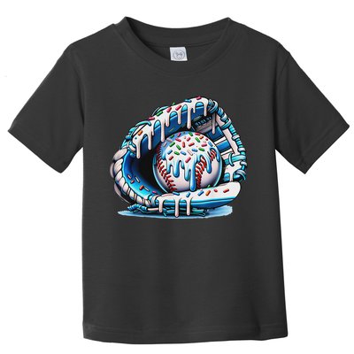 Baseball Drip Ice Cream Sprinkles Baseball Glove Toddler T-Shirt