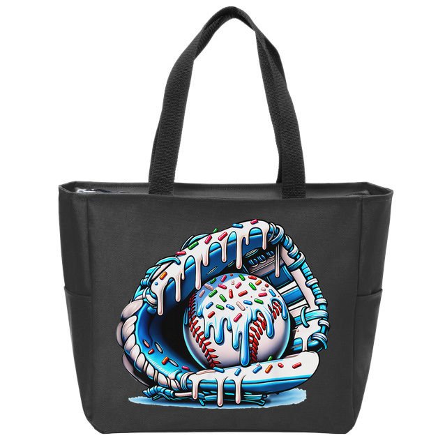 Baseball Drip Ice Cream Sprinkles Baseball Glove Zip Tote Bag