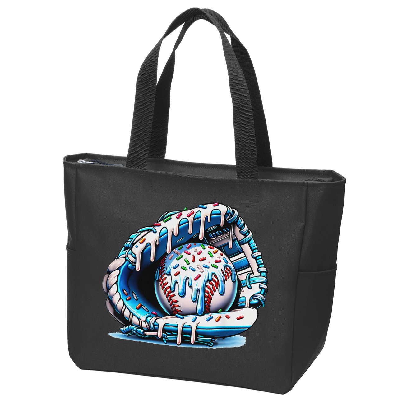 Baseball Drip Ice Cream Sprinkles Baseball Glove Zip Tote Bag