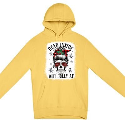 Bleached Dead Inside But Jolly Af Skull Skeleton Christmas Cute Gift Premium Pullover Hoodie