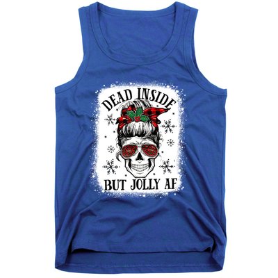 Bleached Dead Inside But Jolly Af Skull Skeleton Christmas Cute Gift Tank Top