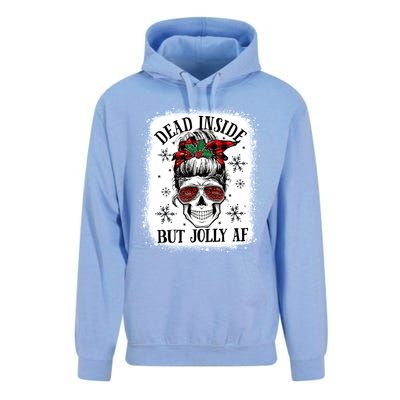 Bleached Dead Inside But Jolly Af Skull Skeleton Christmas Cute Gift Unisex Surf Hoodie