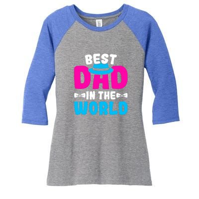 Best Dad In The World Fathers Day Gift Women's Tri-Blend 3/4-Sleeve Raglan Shirt