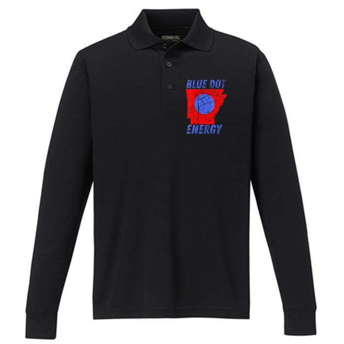 Blue Dot In A Red State Nebraska Vote Kamala Harris Walz Performance Long Sleeve Polo