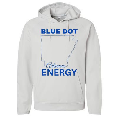 Blue Dot In A Red State Arkansas Vote Kamala Blue Dot Energy Performance Fleece Hoodie