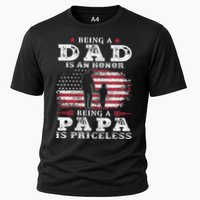 Being Dad Is An Honor Being Papa Is Priceless USA Flag Cooling Performance Crew T-Shirt