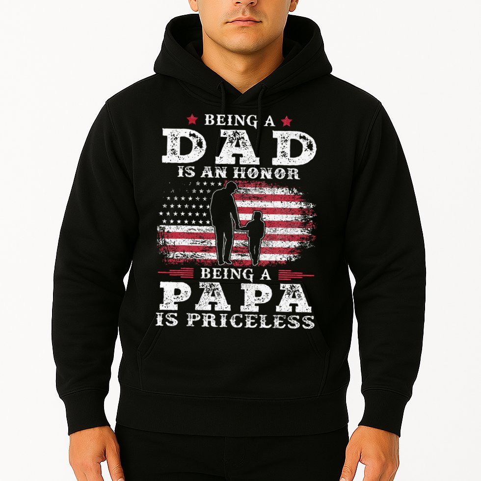 Being Dad Is An Honor Being Papa Is Priceless USA Flag Hoodie