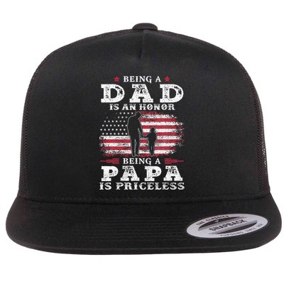 Being Dad Is An Honor Being Papa Is Priceless USA Flag Flatbill Hat