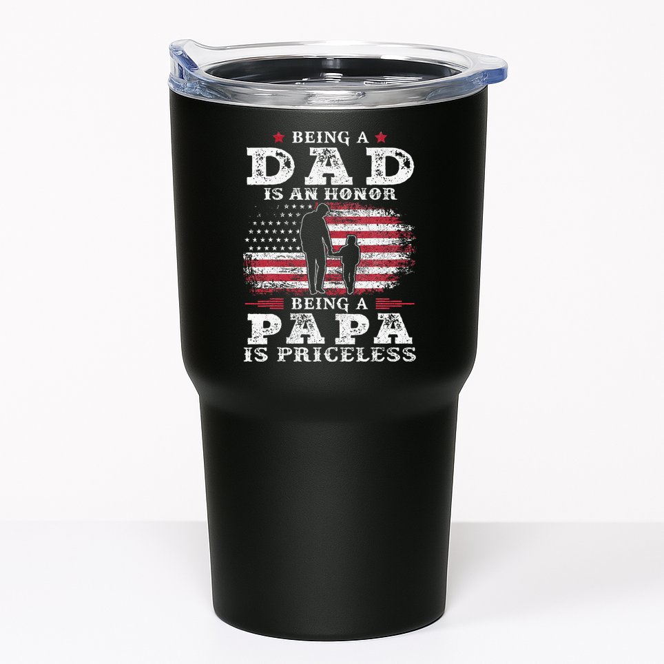 Being Dad Is An Honor Being Papa Is Priceless USA Flag Tumbler