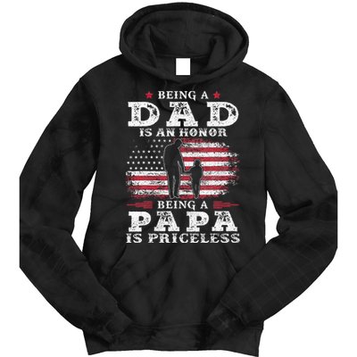Being Dad Is An Honor Being Papa Is Priceless USA Flag Tie Dye Hoodie