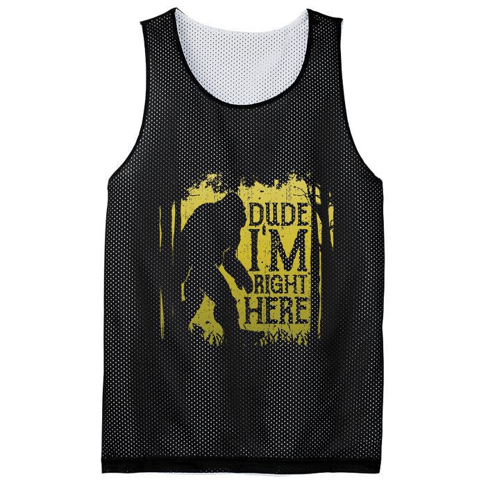 Bigfoot Dude IM Right Here Funny Sasquatch Mesh Reversible Basketball Jersey Tank