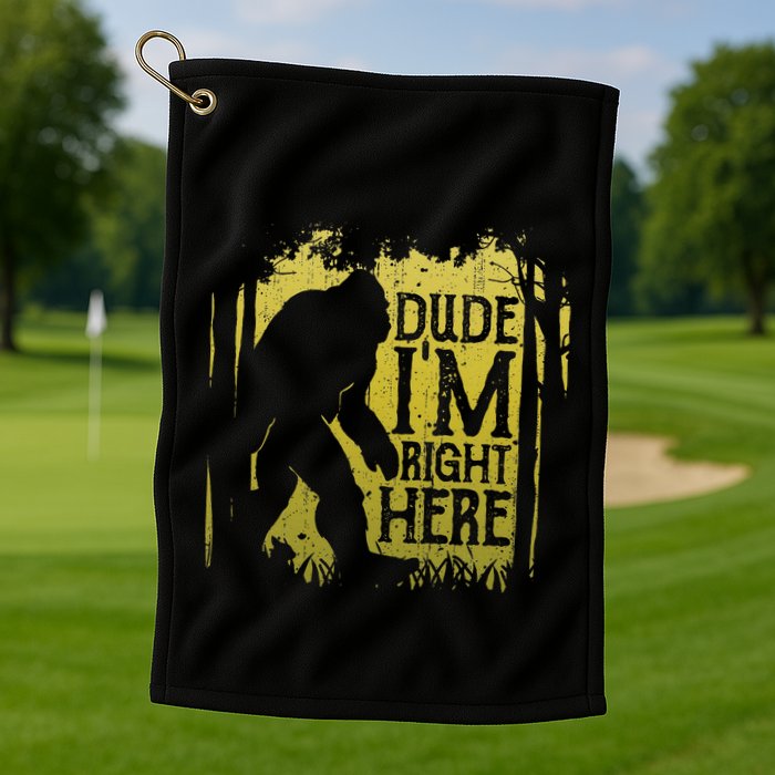 Bigfoot Dude IM Right Here Funny Sasquatch Golf Towel