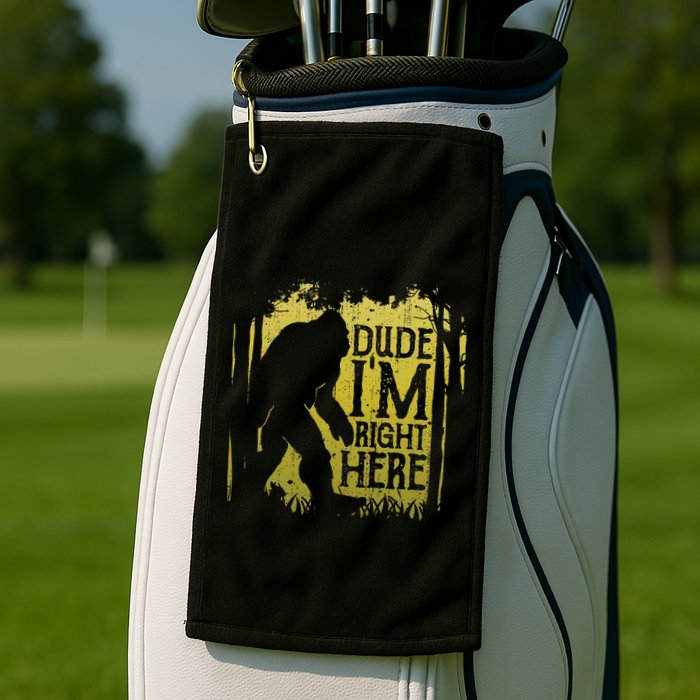 Bigfoot Dude IM Right Here Funny Sasquatch Golf Towel