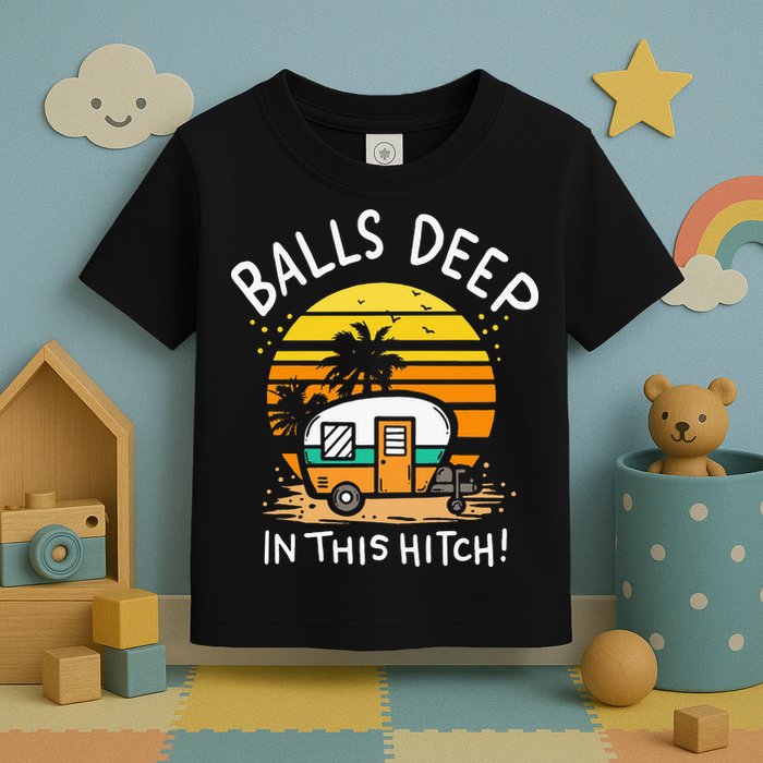 Balls Deep In This Hitch RV Camper Holiday Funny Camping Toddler T-Shirt