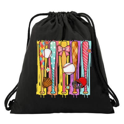 Baseball Dripping Ice Cream Drip Baseball Season Drawstring Bag