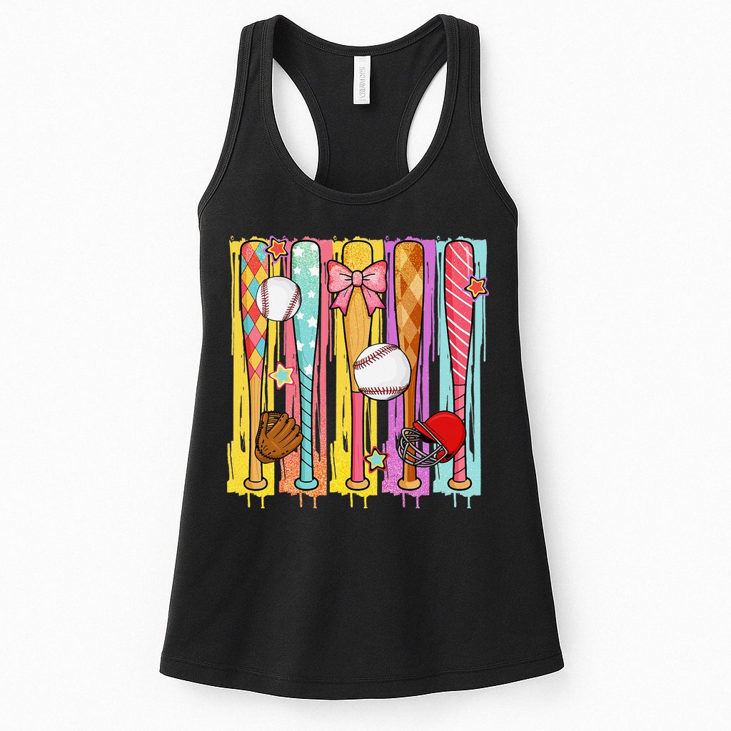 Baseball Dripping Ice Cream Drip Baseball Season Womens Tank Top