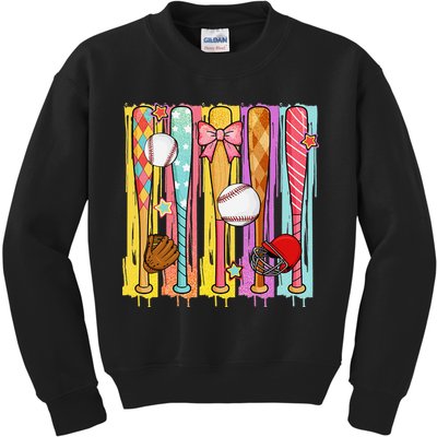 Baseball Dripping Ice Cream Drip Baseball Season Kids Sweatshirt