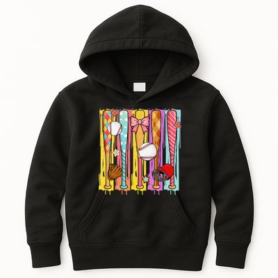Baseball Dripping Ice Cream Drip Baseball Season Kids Hoodie