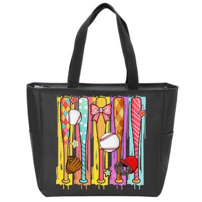 Baseball Dripping Ice Cream Drip Baseball Season Zip Tote Bag