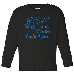 Bird Dandelion I Wear Blue For Child Abuse Protect Child Toddler Long Sleeve Shirt