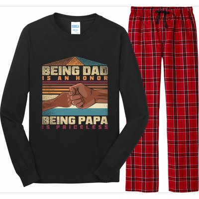 Being Dad Is An Honor Being Papa Is Priceless Black Father Gift Long Sleeve Pajama Set