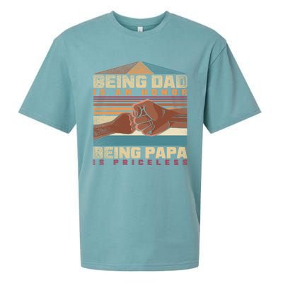 Being Dad Is An Honor Being Papa Is Priceless Black Father Gift Sueded Cloud Jersey T-Shirt