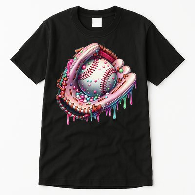 Baseball Drip Ice Cream Sprinkles Baseball Glove Tall T-Shirt