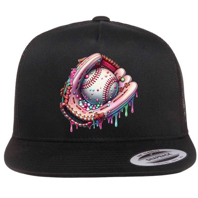 Baseball Drip Ice Cream Sprinkles Baseball Glove Flatbill Hat