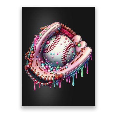 Baseball Drip Ice Cream Sprinkles Baseball Glove Poster
