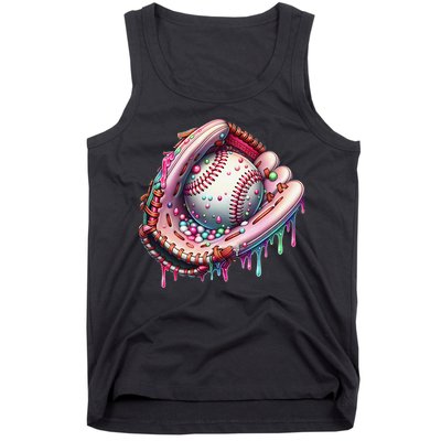 Baseball Drip Ice Cream Sprinkles Baseball Glove Tank Top