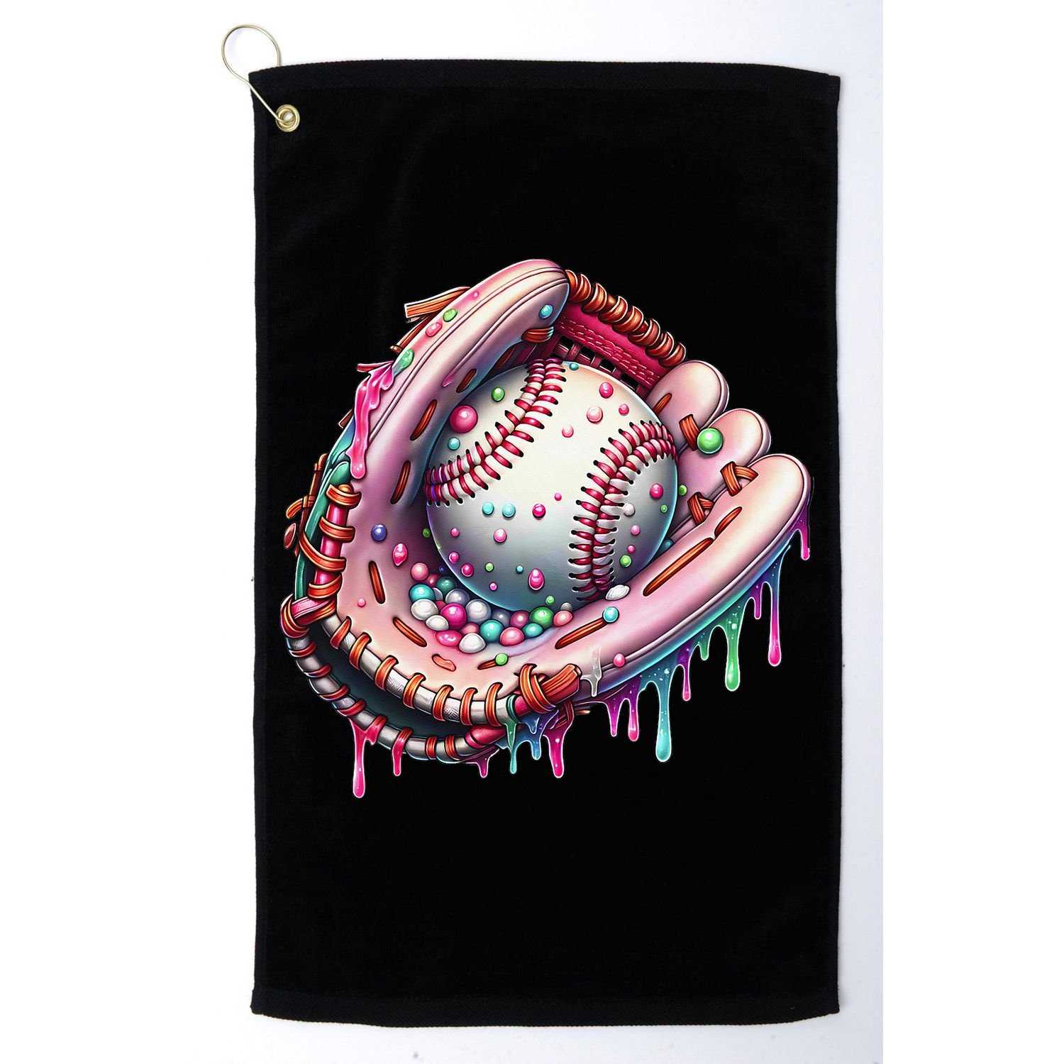 Baseball Drip Ice Cream Sprinkles Baseball Glove Golf Towel