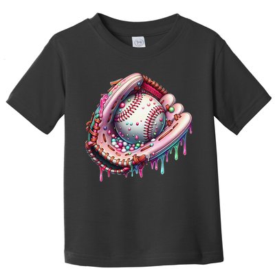 Baseball Drip Ice Cream Sprinkles Baseball Glove Toddler T-Shirt