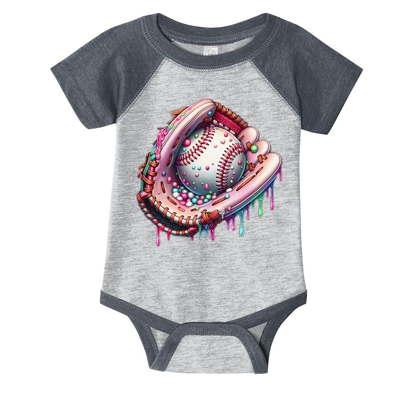 Baseball Drip Ice Cream Sprinkles Baseball Glove Infant Baby Jersey Bodysuit