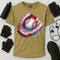 Baseball Drip Ice Cream Sprinkles Baseball Glove Cooling Performance Crew T-Shirt
