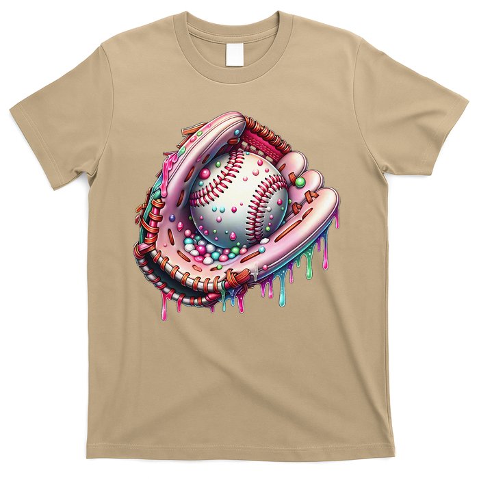 Baseball Drip Ice Cream Sprinkles Baseball Glove T-Shirt