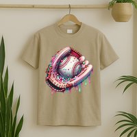 Baseball Drip Ice Cream Sprinkles Baseball Glove T-Shirt