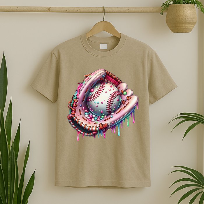 Baseball Drip Ice Cream Sprinkles Baseball Glove T-Shirt