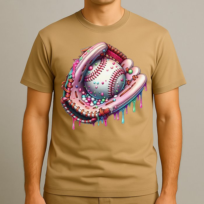 Baseball Drip Ice Cream Sprinkles Baseball Glove T-Shirt