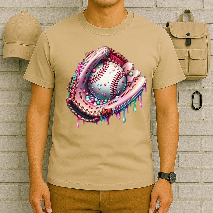 Baseball Drip Ice Cream Sprinkles Baseball Glove T-Shirt