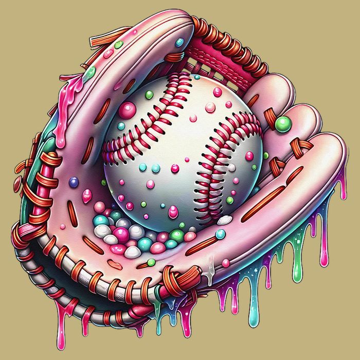 Baseball Drip Ice Cream Sprinkles Baseball Glove T-Shirt