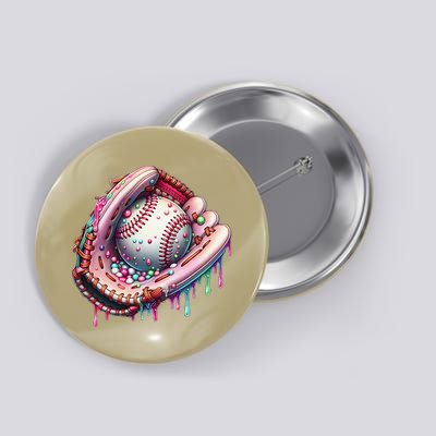 Baseball Drip Ice Cream Sprinkles Baseball Glove Button