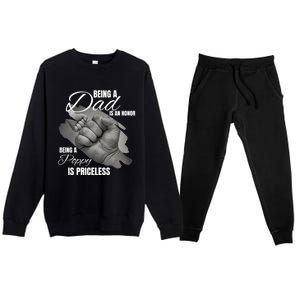 Being Dad Is An Honor Being Poppy Is Priceless Cool Gift Premium Crewneck Sweatsuit Set