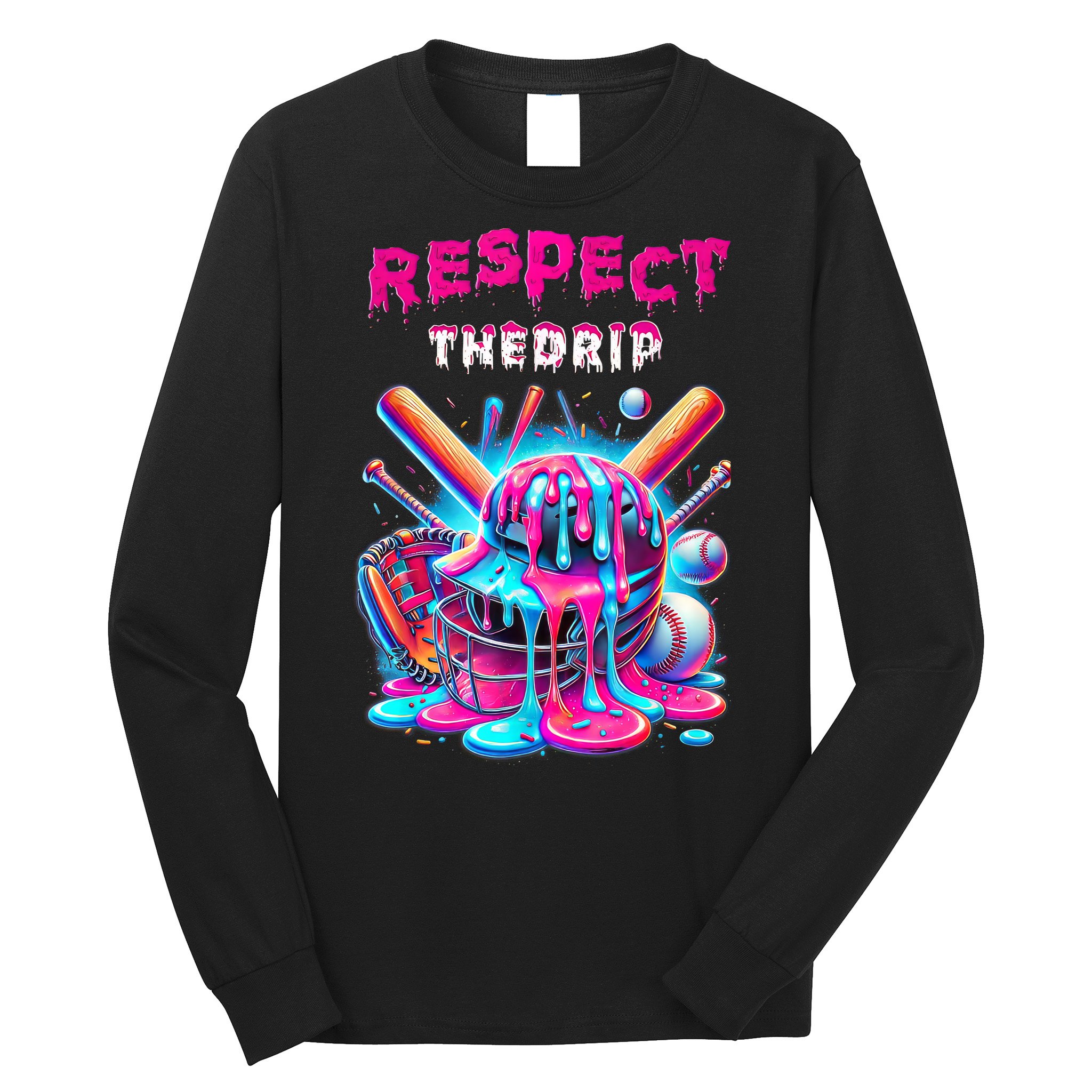 Baseball Drip Ice Cream Dripping Respect Drip Teen Boy Girl  Long Sleeve Shirt