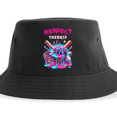 Baseball Drip Ice Cream Dripping Respect Drip Teen Boy Girl  Sustainable Bucket Hat