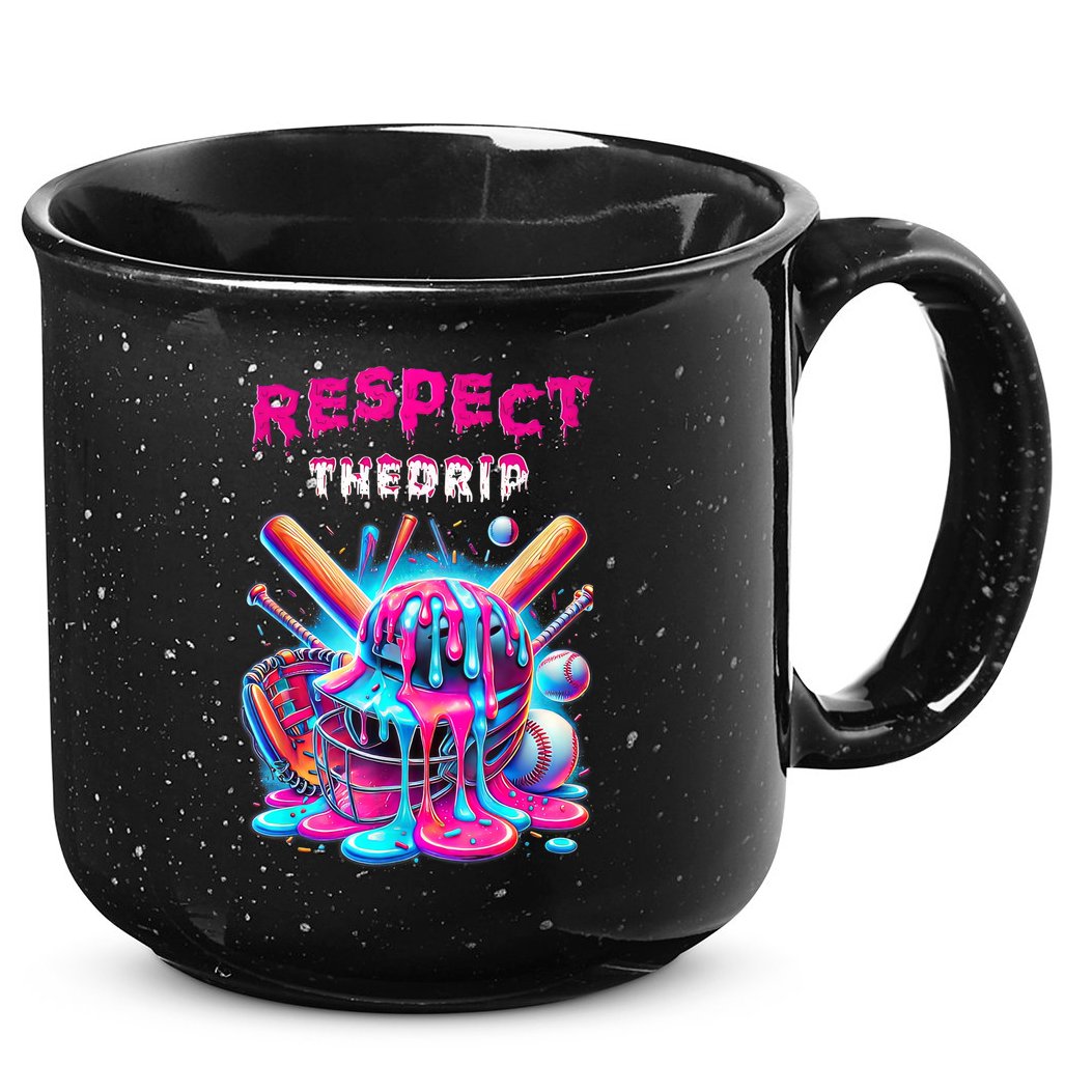 Baseball Drip Ice Cream Dripping Respect Drip Teen Boy Girl  15oz Campfire Ceramic Mug