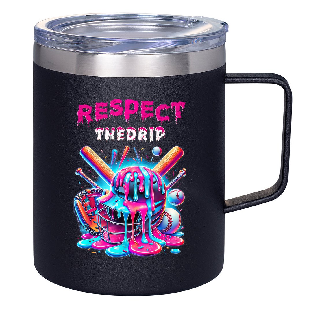 Baseball Drip Ice Cream Dripping Respect Drip Teen Boy Girl  12oz Stainless Steel Coffee Mug