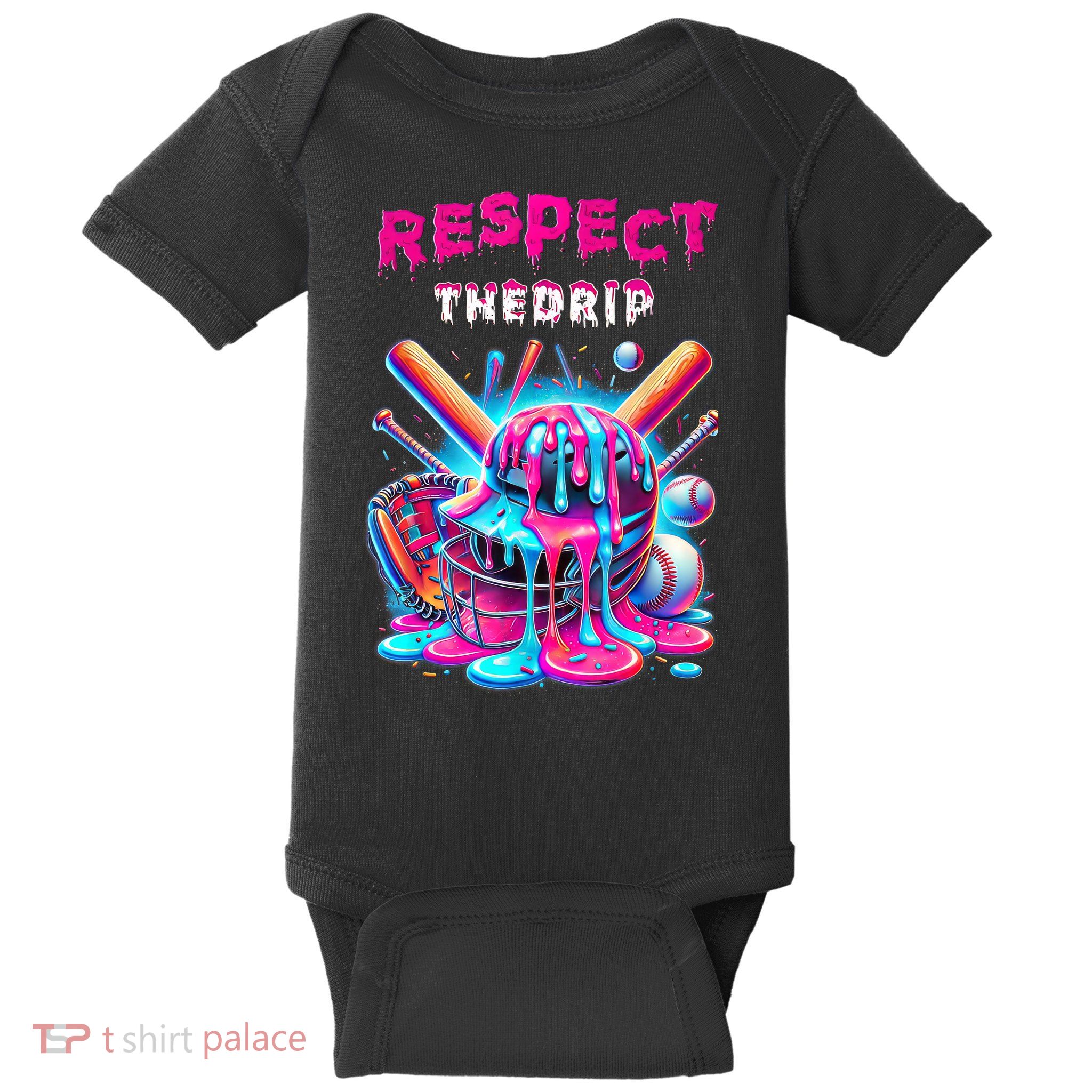 Baseball Drip Ice Cream Dripping Respect Drip Teen Boy Girl  Baby Bodysuit