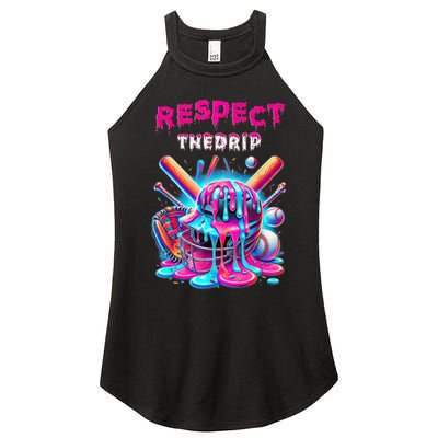 Baseball Drip Ice Cream Dripping Respect Drip Teen Boy Girl  Women's Perfect Tri Rocker Tank