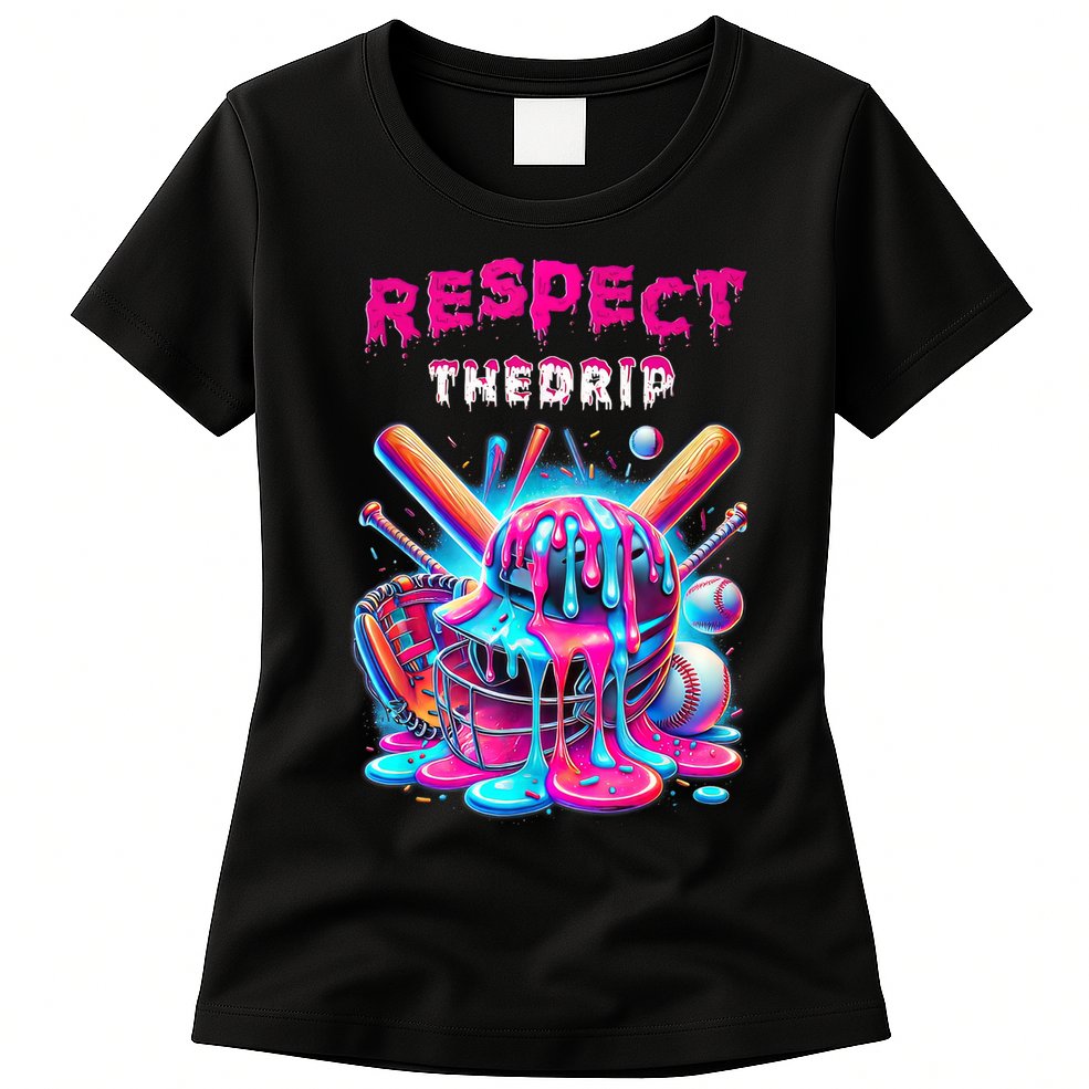 Baseball Drip Ice Cream Dripping Respect Drip Teen Boy Girl  Womens T-Shirt