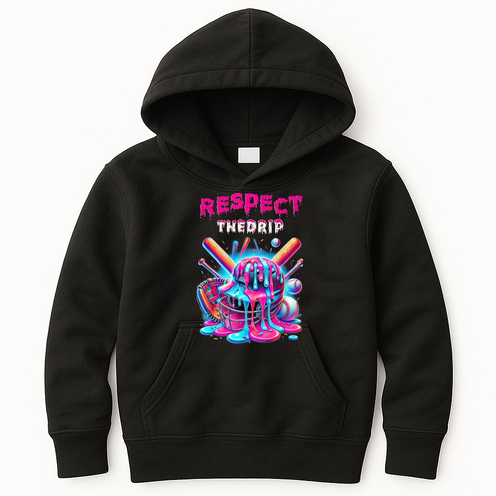 Baseball Drip Ice Cream Dripping Respect Drip Teen Boy Girl  Kids Hoodie